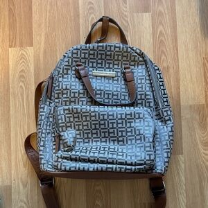 Tommy Hilfiger Monogrammed Backpack in Brown and Gray